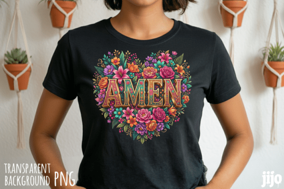 Amen Flowers Christian Floral PNG for T-Shirt Designs