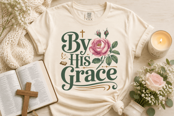 By His Grace Christian Shirt Design PNG