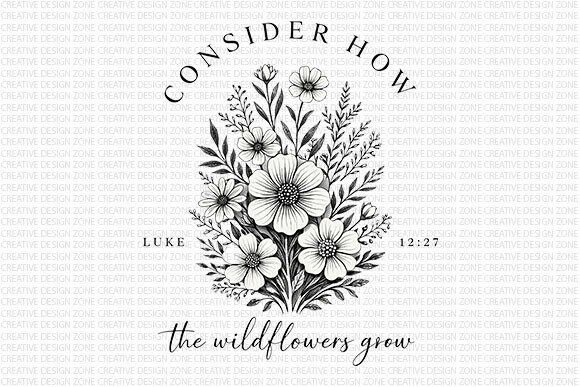 Christian Floral Bible Verse PNG for T-Shirt Designs