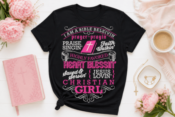 Christian Girl Shirt Design PNG for T-Shirt Designs