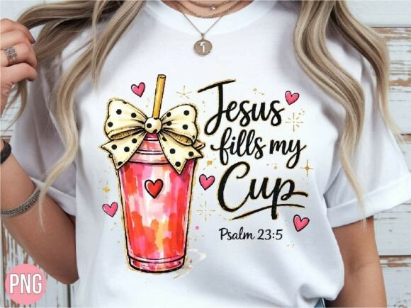 Christian Jesus Fills My Cup PNG Shirt & T-Shirt Designs
