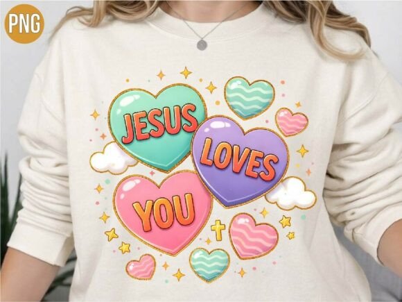 Christian Jesus Loves You Heart PNG