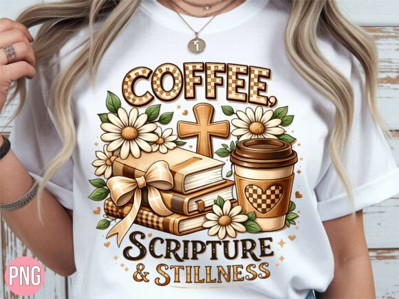 Coffee Scripture Stillness Christian PNG T-Shirt Designs