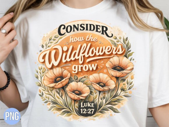 Consider Wildflowers Bible Christian PNG T-Shirt Designs