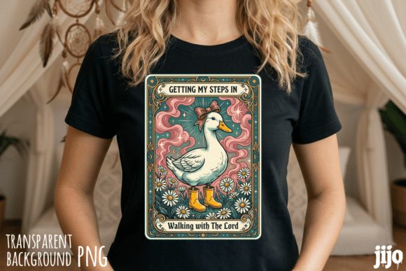 Duck Christian Steps Walking PNG for T-Shirt Designs