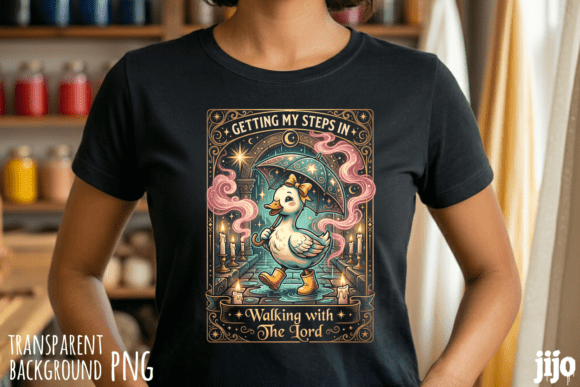 Duck Christian Umbrella Walking PNG T-Shirt Designs