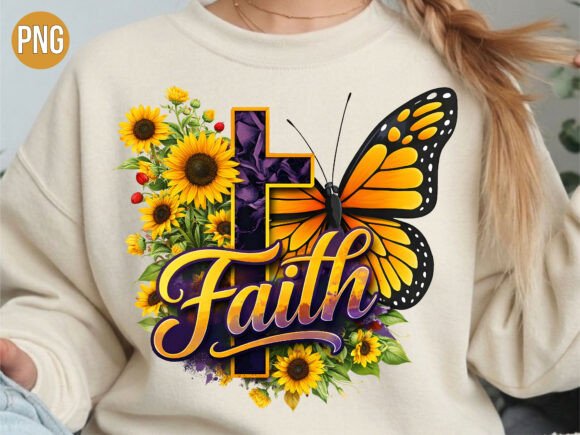 Floral Faith Cross Butterfly Christian