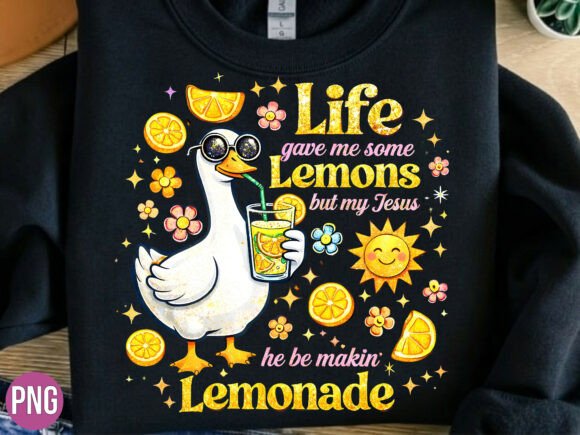 Funny Jesus Christian Lemon Duck PNG for T-Shirt Designs