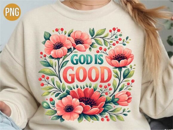 God is Good Floral Christian Shirt PNG for T-Shirt Designs