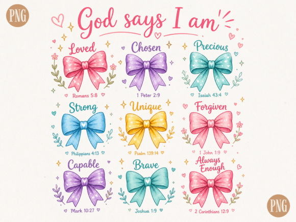 God Says I Am PNG Christian Affirmatio T-Shirt Designs