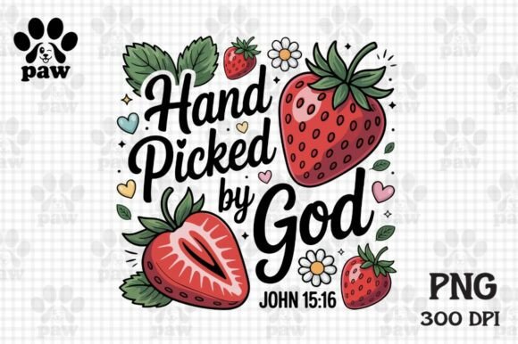 Hand Picked by God Strawberry Christian T-Shirt Designs