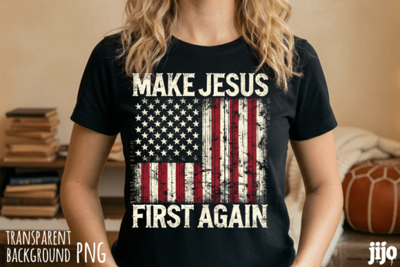 Jesus Flag Patriotic Christian PNG T-Shirt Designs