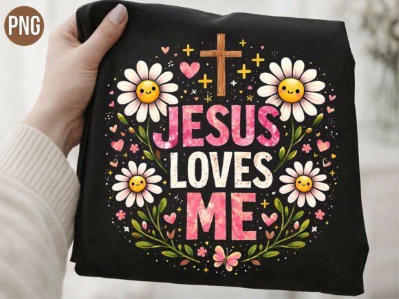Jesus Loves Me Floral Christian PNG T-Shirt Designs
