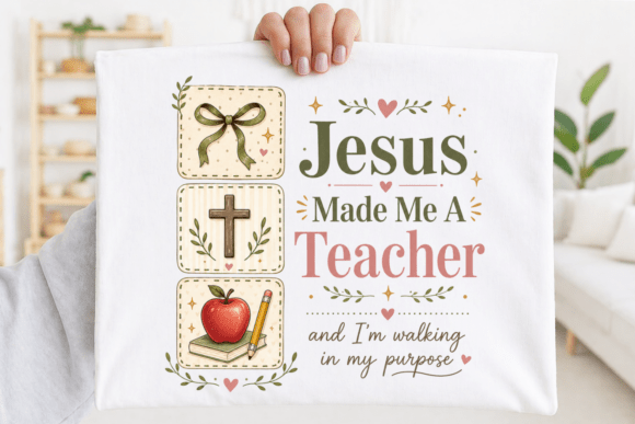 Jesus Made Me a Teacher Christian PNG T-Shirt Designs