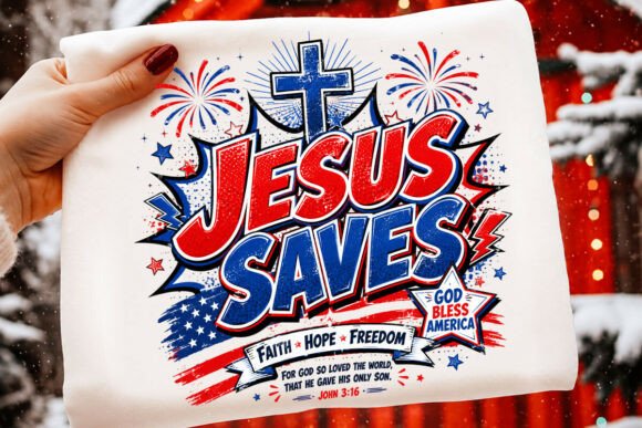 Jesus Saves PNG: Christian 4th of July T-Shirt Designs