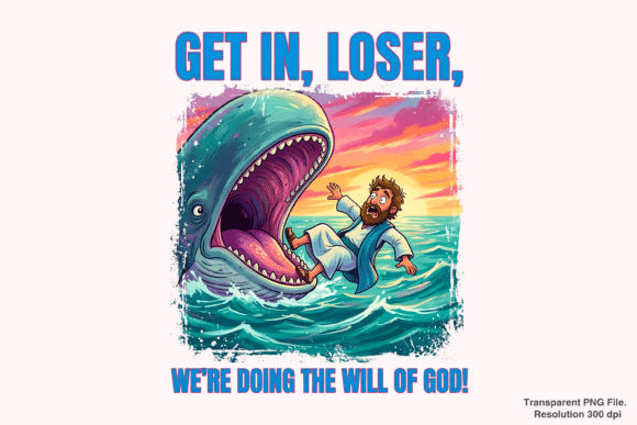 Jonah and the Whale PNG, Christian PNG T-Shirt Designs