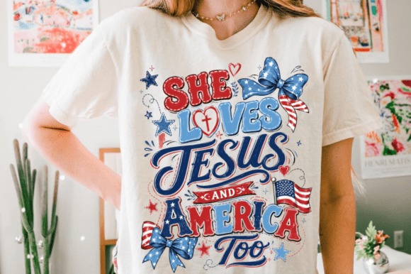 Love Jesus & America Too PNG: T-Shirt Designs