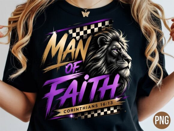 Man of Faith Lion Christian T-Shirt PNG