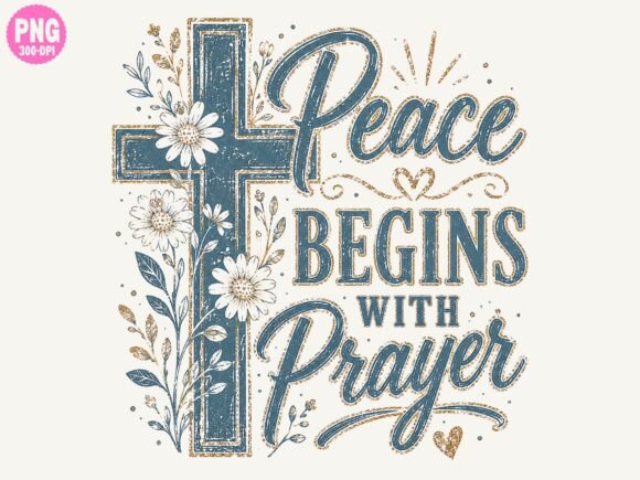 Peace Begins with Prayer PNG, Christian T-Shirt Designs