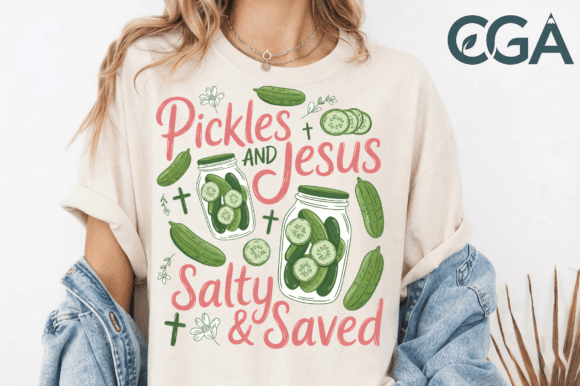 Pickles and Jesus Salty and Saved PNG T-Shirt Designs