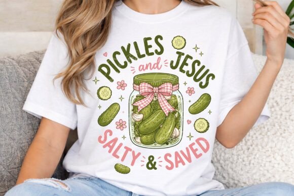 Pickles and Jesus Salty Saved PNG T-Shirt Designs
