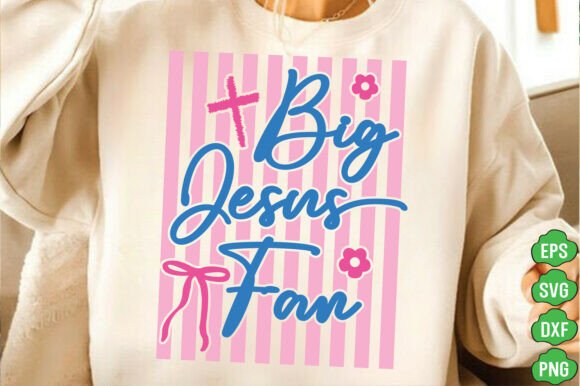 Striped Big Jesus Fan PNG, Jesus SVG for T-Shirt Designs