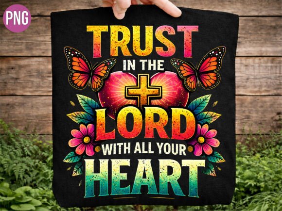 Trust in the Lord Christian Cross PNG for T-Shirt Designs